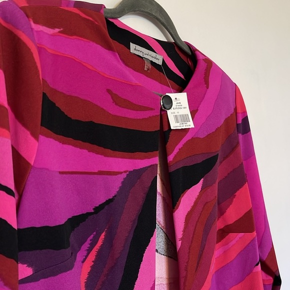 Danny & Nicole 3/4 Sleeve Stripe Jacket Sheath Dress Size 10 Fusia Blk NWT - Picture 6 of 9